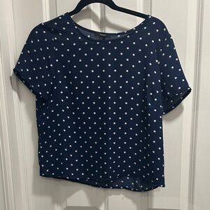 Forever 21 Navy Blue Polka Dot Short Sleeve Tee
